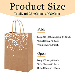 12Pcs 3 Colors Gold Stamping Paper Gift Bags&nbsp;CARB-TA0001-02