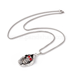 Alloy Skull with Plastic Pendant Necklace with 201 Stainless Steel Box Chains&nbsp;NJEW-E016-21AS