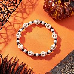3Pcs 3 Colors Synthetic Turquoise & Glass Seed Beads Bracelets&nbsp;BJEW-JB12170