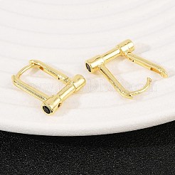 Brass Micro Pave Cubic Zirconia Lock Hoop Earrings&nbsp;EJEW-B146-01G