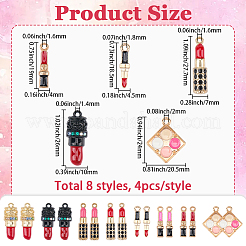 32Pcs 8 Styles Alloy Enamel Pendants&nbsp;ENAM-SC0007-35