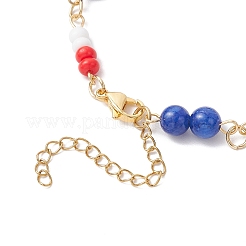 Independence Day Natural Dyed Yellow Jade Gemstone Round Beads & Glass Seed Beads Bracelets&nbsp;BJEW-MZ00180-02