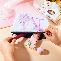 Flower & Letter Pattern Polyester Cosmetic Zipper Pouches&nbsp;ABAG-TAC0035-03M