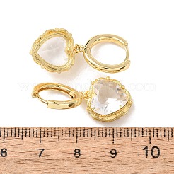 Valentine's Day Heart Brass & Glass Hoop Earrings&nbsp;EJEW-Z164-23G-03