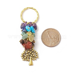 Chakra Natural Gemstone Chip Pendant Keychain&nbsp;KEYC-JKC00414-01