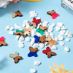 12Pcs 6 Colors Opaque Resin & Walnut Wood Connector Charms&nbsp;RESI-TA0002-70