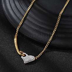 304 Stainless Steel Crystal Rhinestone Heart Pendant Necklaces for Women&nbsp;NJEW-Z061-12G