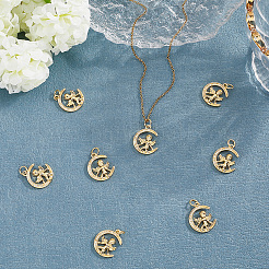 8Pcs Brass Micro Pave Cubic Zirconia Pendants&nbsp;KK-BBC0020-24