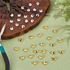 200Pcs 2 Colors Textured Brass Crimp Beads Covers&nbsp;KK-ME0003-43