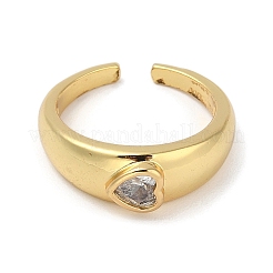 Rack Plating Brass Micro Pave Cubic Zirconia Cuff Finger Rings for Women&nbsp;RJEW-C114-21E-G