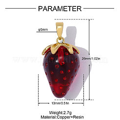 Brass with Red Resin Pendants&nbsp;RE-OY001-09G