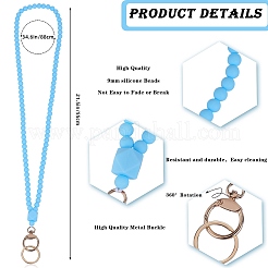 1Pc Hexagonal & Round Beaded Silicone ID Card Neck Strap Card Holders&nbsp;NJEW-SW00026-05