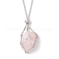 304 Stainless Steel Empty Macrame Pouch Pendant Singapore Chain Necklace Making&nbsp;NJEW-JN05278