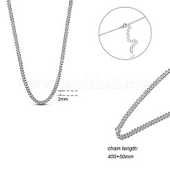 Rhodium Plated 925 Sterling Silver Curb Chain Necklaces&nbsp;JN987A