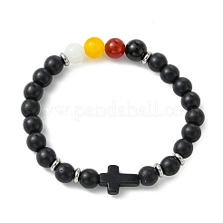 Synthetic Turquoise & Natural Carnelian & Obsidian & Dyed Malaysia Jade Beaded Stretch Bracelets for Women&nbsp;BJEW-JB14051-01