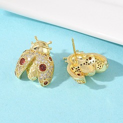 Brass Micro Pave Cubic Zirconia Stud Earrings&nbsp;EJEW-F400-03B-G
