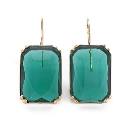 Faceted Rectangle Glass Dangle Earrings&nbsp;EJEW-Q021-002