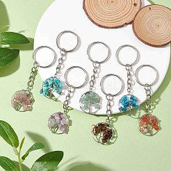Natural Gemstone Tree of Life Keychains&nbsp;KEYC-JKC00755