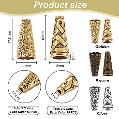 90Pcs 6 Styles Tibetan Style Apetalous Alloy Bead Cone&nbsp;FIND-PH0021-18