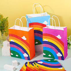 12Pcs 6 Colors Paper Rainbow Printed Carry Storage Tote Bags&nbsp;ABAG-TA0002-05B