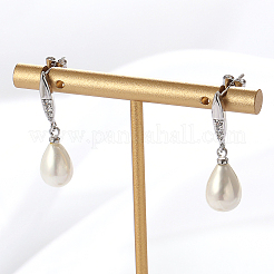 Teardrop Brass Imitation Pearl Dangle Stud Earrings&nbsp;RB9302