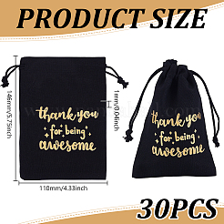 30Pcs Jute Cloth Drawstring Bags with Gold Stamping Thank You for Being&nbsp;ABAG-GO0001-05