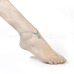 Synthetic Turquoise Charms Anklets&nbsp;AJEW-AN00234-04