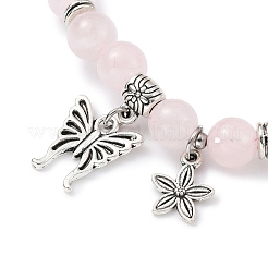 Natural Rose Quartz Round Beaded Stretch Bracelets&nbsp;BJEW-JB09899-02