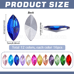 192Pcs 12 Colors Glass Rhinestone Cabochons&nbsp;GLAA-PH0004-37