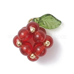 4Pcs 4 Styles Natural Amethyst & Dyed Quartz Crystal & Lapis Lazuli & Carnelian Round Cluster Grape Charms&nbsp;PALLOY-TA00344