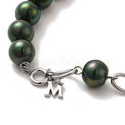Dyed Natural Pearl Beaded Necklace with 304 Stainless Steel Chains&nbsp;NJEW-K255-02P