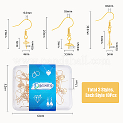 30Pcs 3 Style Rack Plating Brass Earring Hooks&nbsp;KK-DC0002-04
