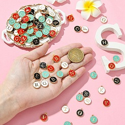 4 Sets 4 Colors Initial Letter A~Z Alphabet Enamel Charms&nbsp;ENAM-YW0004-53