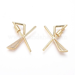Brass Micro Pave Cubic Zirconia Screw Carabiner Lock Charms&nbsp;X-KK-I033-01G-X