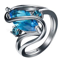 Horse Eye Brass Pave Cubic Zirconia Finger Rings for Women&nbsp;FS-WG8B7C3-07