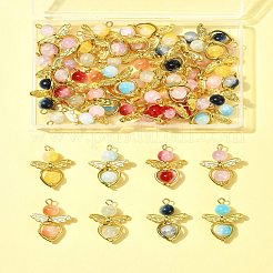 40Pcs 8 Colors Golden Alloy Glass Pendants&nbsp;PALLOY-FS00025