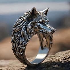 Wolf Zinc Alloy Finger Rings for Men&nbsp;PW-WG8046D-01
