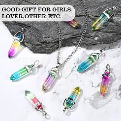 14Pcs 7 Colors Faceted Bullet Glass Pointed Pendants&nbsp;GLAA-CJ0001-71
