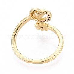 Brass Micro Pave Cubic Zirconia Cuff Rings for Women&nbsp;KK-T071-77G