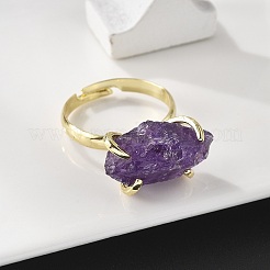 Natural Amethyst Finger Rings&nbsp;RJEW-B122-01G-02