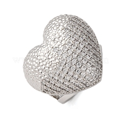Brass Micro Pave Cubic Zirconia Adjustable Open Cuff Rings for Women&nbsp;RJEW-A072-02P