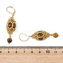 Natural Tiger Eye Leveback Earrings for Women&nbsp;EJEW-MZ00785-03