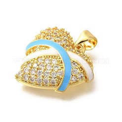 Brass Micro Pave Clear Cubic Zirconia Enamel Pendants&nbsp;KK-M297-20G