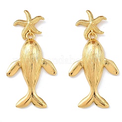 Ocean Theme Brass Dangle Stud Earrings&nbsp;EJEW-F400-04A-G
