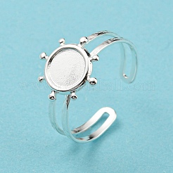 304 Stainless Steel Open Cuff Finger Ring Cabochon Settings&nbsp;STAS-T060-10S