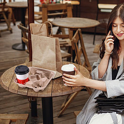 30Pcs Biodegradable Pulp Disposable Coffee Cup Tray&nbsp;AJEW-BC0009-87C