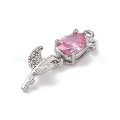 Ion Plating(IP) Brass Micro Pave Cubic Zirconia Tulip Pendants&nbsp;KK-U042-02P-02