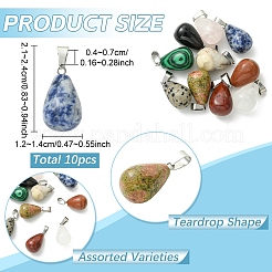 10Pcs 10 Styles Natural & Synthetic Mixed Gemstone Pendants&nbsp;G-YW0003-05