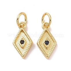 Rack Plating Brass Micro Pave Black Cubic Zirconia Charms&nbsp;ZIRC-C042-13G