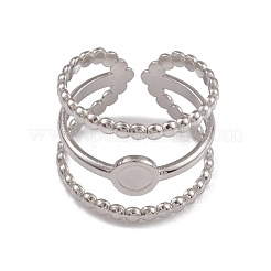 Non-Tarnish 304 Stainless Steel Triple Line Open Cuff Ring Findings&nbsp;RJEW-G285-32P